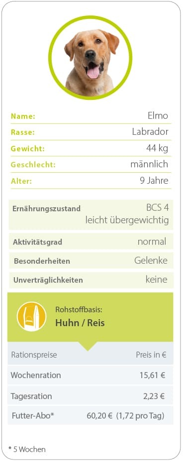 futalis Beispielration für Labrador Elmo