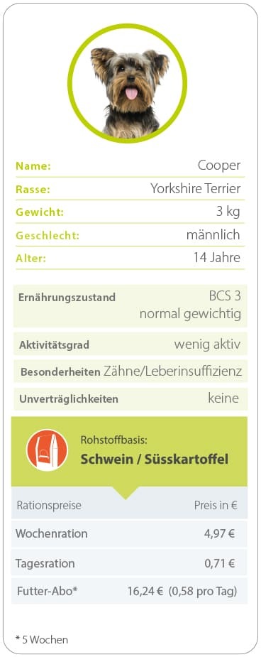 futalis Beispielration für Yorkshire Terrier Cooper